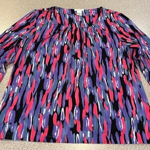 Laura Ashley Abstract Print 3/4 Sleeve Top - Size Large